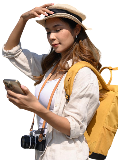 Traveler in Poland with camera